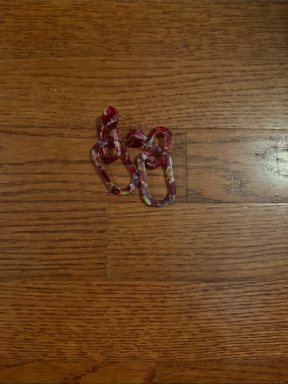Anthropologie Marbled Red and Purple Link Drop Earrings